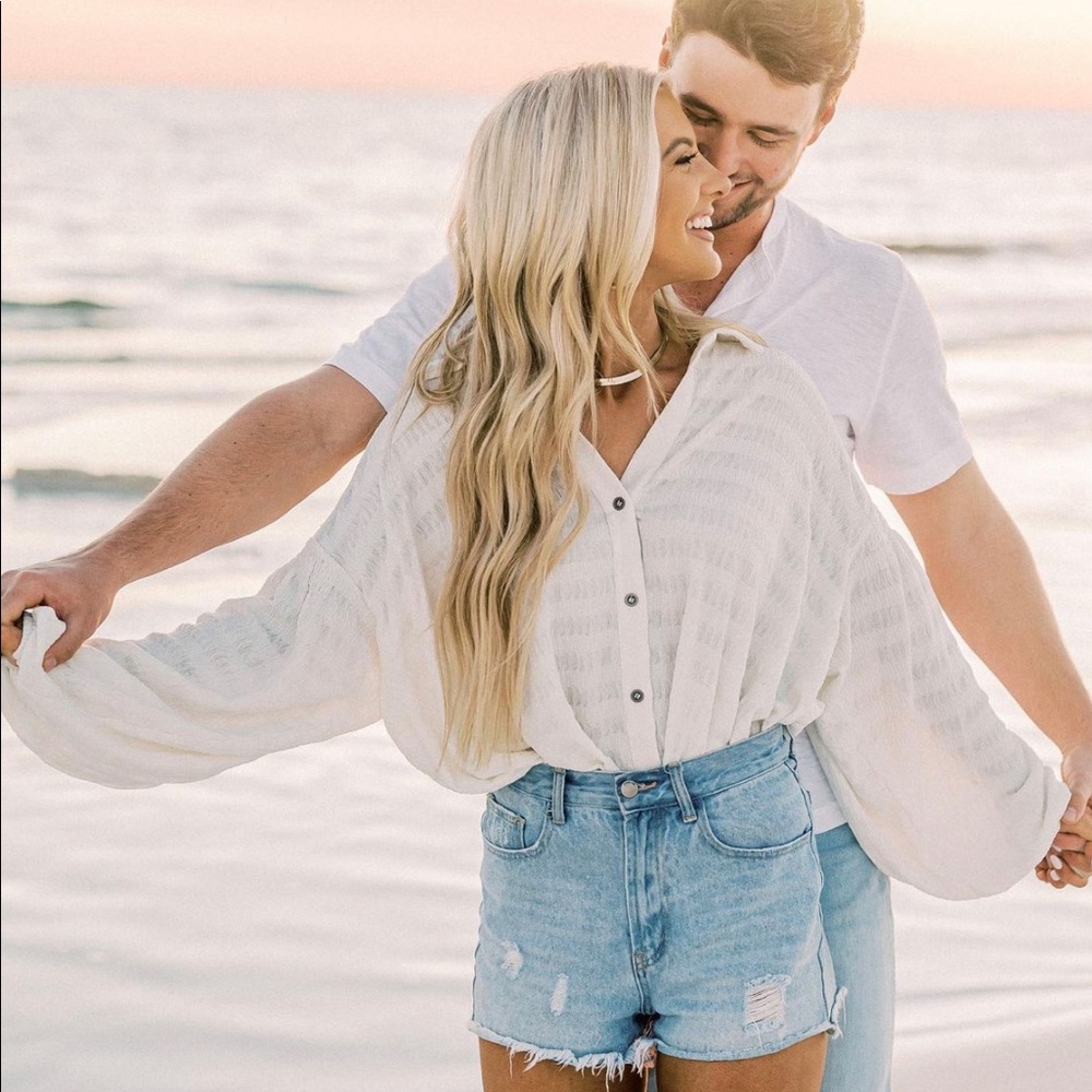 These three / slouchy button up
